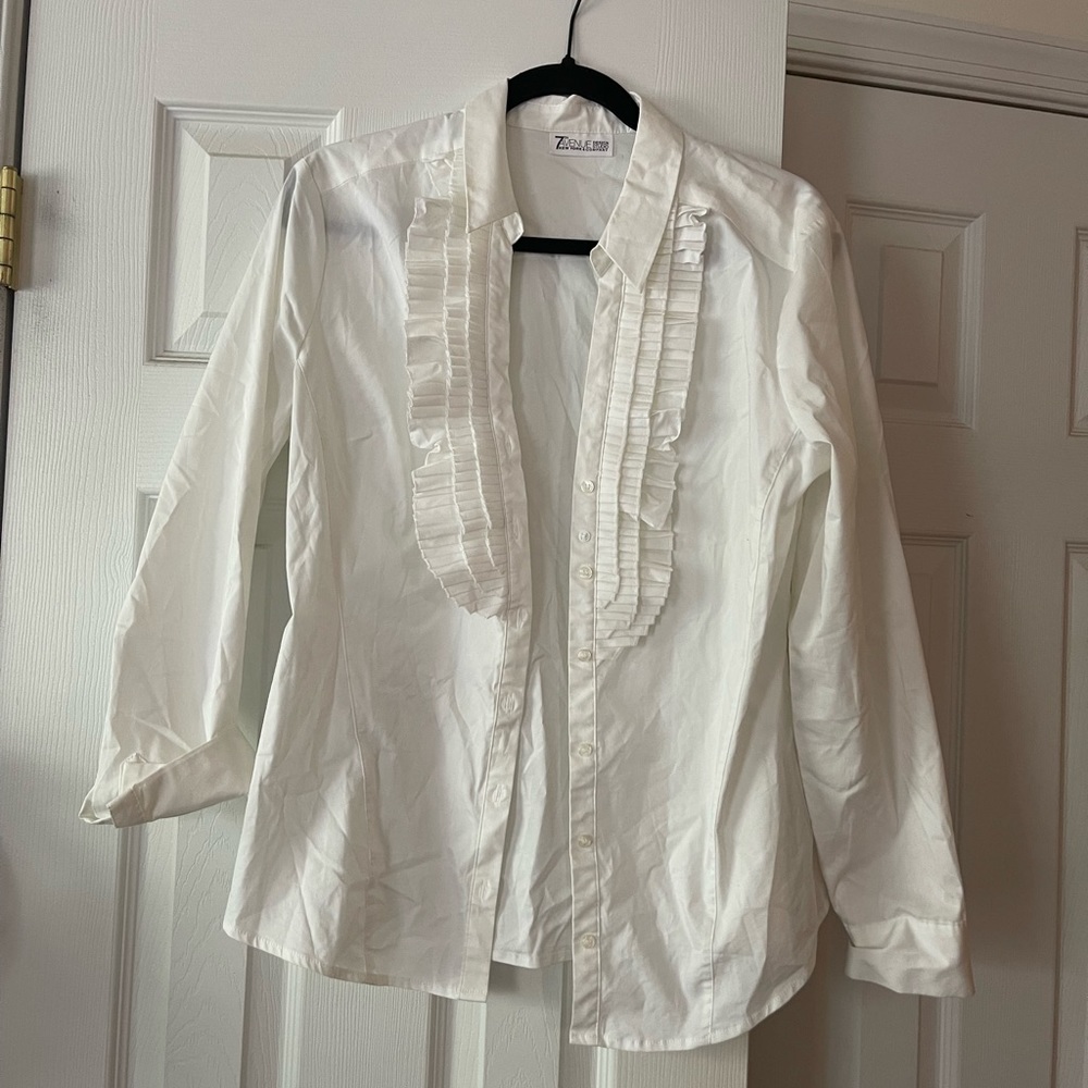New York and company tuxedo style shirt - white size large